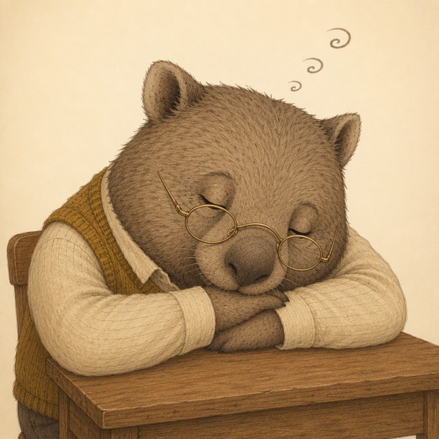 Doug asleep at a desk