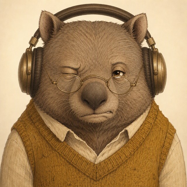 Doug in headphones, wincing