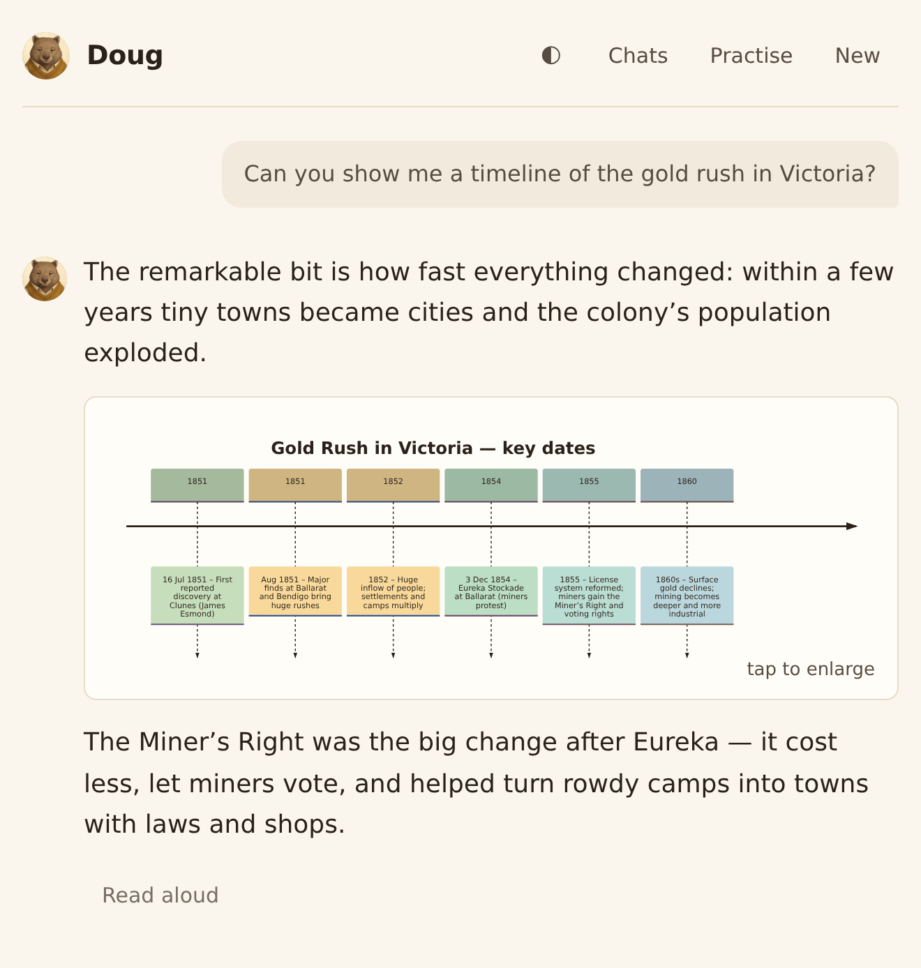 A timeline of the Victorian gold rush, drawn from Doug's reply